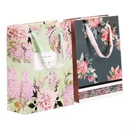 Taška dárková - květinový motiv, papír, mix 2 druhů