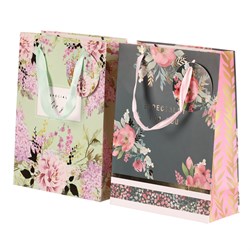 Taška dárková - květinový motiv, papír, mix 2 druhů