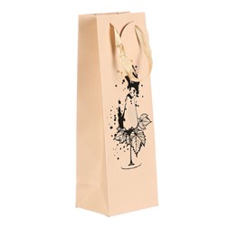Taška dárková na víno - sklenka a vinné listy, papír