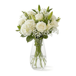 Váza skleněná střední - vyboulená, čirá.