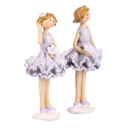 Dívka v sukni, mix 2 druhů, světle fialová barva, polyresin.