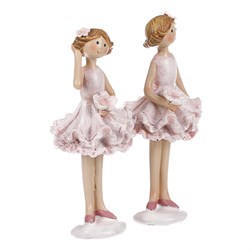 Dívka v sukni, mix 2 druhů, růžová barva, polyresin.