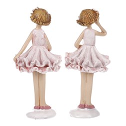Dívka v sukni, mix 2 druhů, růžová barva, polyresin.