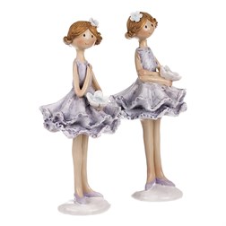 Dívka v sukni, mix 2 druhů, světle fialová barva, polyresin.