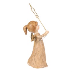 Anděl s dětskou tváří -  držící hvězdu s LED osvětlením, hnědý