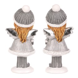 Dívka - polyresin, šedý obleček a čepka, mix 2 druhů, cena za 1 ks