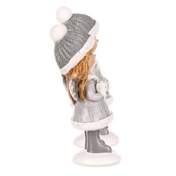 Dívka - polyresin, šedý obleček a čepka, mix 2 druhů, cena za 1 ks