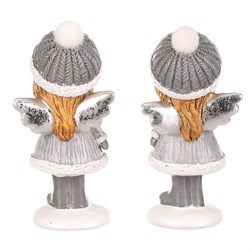 Dívka - polyresin, šedý obleček a čepka, mix 2 druhů, cena za 1 ks