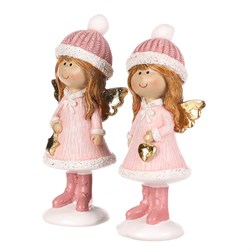 Dívka - polyresin, růžový obleček a čepka, mix 2 druhů, cena za 1 ks