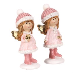 Dívka - polyresin, růžový obleček a čepka, mix 2 druhů, cena za 1 ks