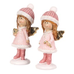 Dívka - polyresin, růžový obleček a čepka, mix 2 druhů, cena za 1 ks