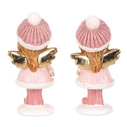 Dívka - polyresin, růžový obleček a čepka, mix 2 druhů, cena za 1 ks