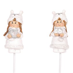 Dívka polyresinová - zápich, bílá barva, mix 2 druhů, cena za 1 ks