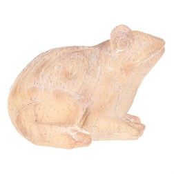 Žába - zahradní figurka, menší, polyresin, imitace dřeva
