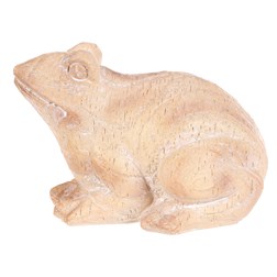 Žába - zahradní figurka, menší, polyresin, imitace dřeva
