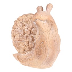 Šnek - polyresin, menší, vzor květin, imitace dřeva