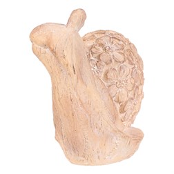 Šnek - polyresin, menší, vzor květin, imitace dřeva