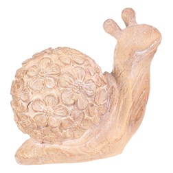 Šnek - polyresin, menší, vzor květin, imitace dřeva