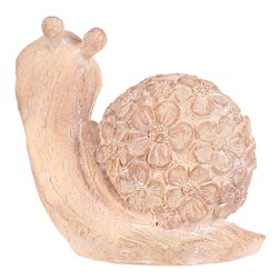 Šnek - polyresin, menší, vzor květin, imitace dřeva