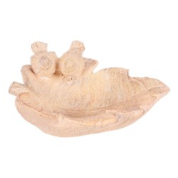Krmítko/pítko - list s ptáčky, polyresin, imitace dřeva