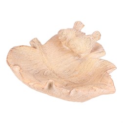 Krmítko/pítko - list s ptáčky, polyresin, imitace dřeva