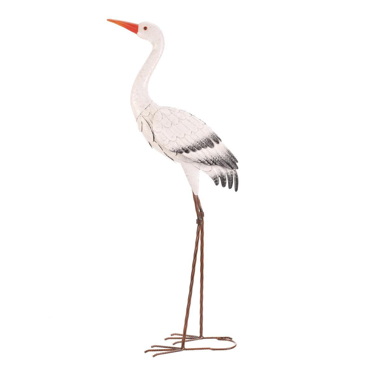Bocian - 76 cm, kovová záhradná dekorácia, farba biela Biela