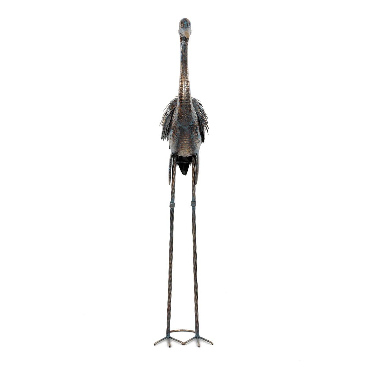 Volavka - 115 cm, kovová dekorácia, medená s farebnými škvrnami Medená