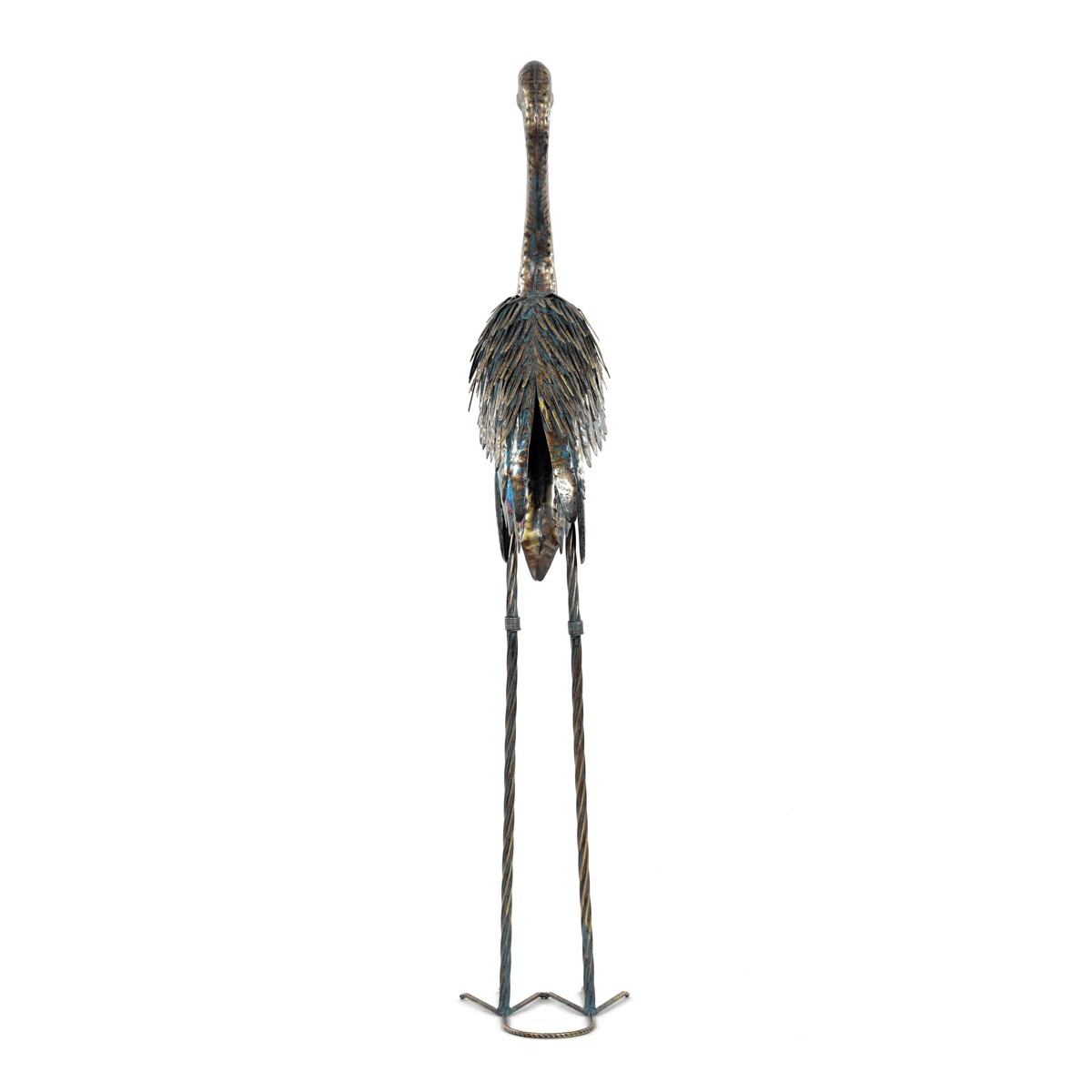 Volavka - 115 cm, kovová dekorácia, medená s farebnými škvrnami Medená