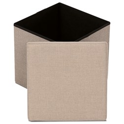 Taburet s úložným prostorem, látka krémová