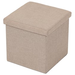 Taburet s úložným prostorem, látka krémová