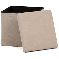 Taburet s úložným prostorem, látka krémová