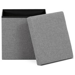 Taburet s úložným prostorem, látka šedá