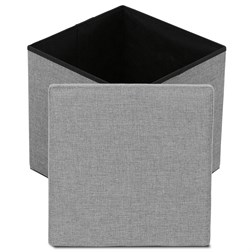 Taburet s úložným prostorem, látka šedá