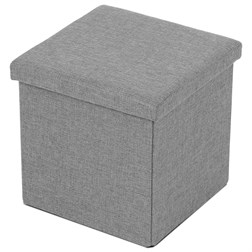 Taburet s úložným prostorem, látka šedá