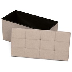 Taburet s úložným prostorem, látka krémová