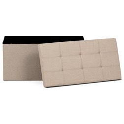 Taburet s úložným prostorem, látka krémová