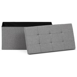 Taburet s úložným prostorem, látka šedá