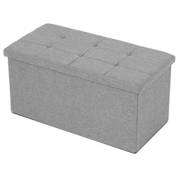 Taburet s úložným prostorem, látka šedá