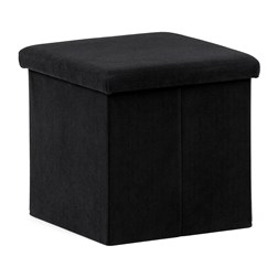Taburet s úložným prostorem, černá manšestrová látka