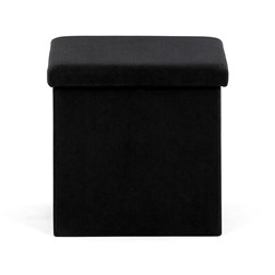 Taburet s úložným prostorem, černá manšestrová látka