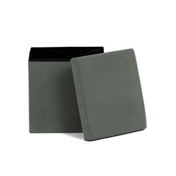 Taburet s úložným prostorem, zelená manšestrová látka