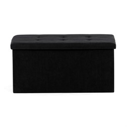 Taburet s úložným prostorem, černá manšestrová látka