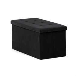 Taburet s úložným prostorem, černá manšestrová látka