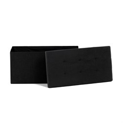 Taburet s úložným prostorem, černá manšestrová látka