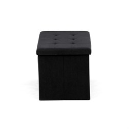 Taburet s úložným prostorem, černá manšestrová látka