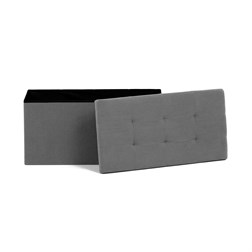 Taburet s úložným prostorem, šedá manšestrová látka