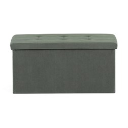 Taburet s úložným prostorem, zelená manšestrová látka