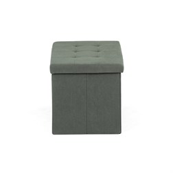 Taburet s úložným prostorem, zelená manšestrová látka