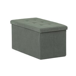 Taburet s úložným prostorem, zelená manšestrová látka