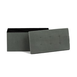 Taburet s úložným prostorem, zelená manšestrová látka